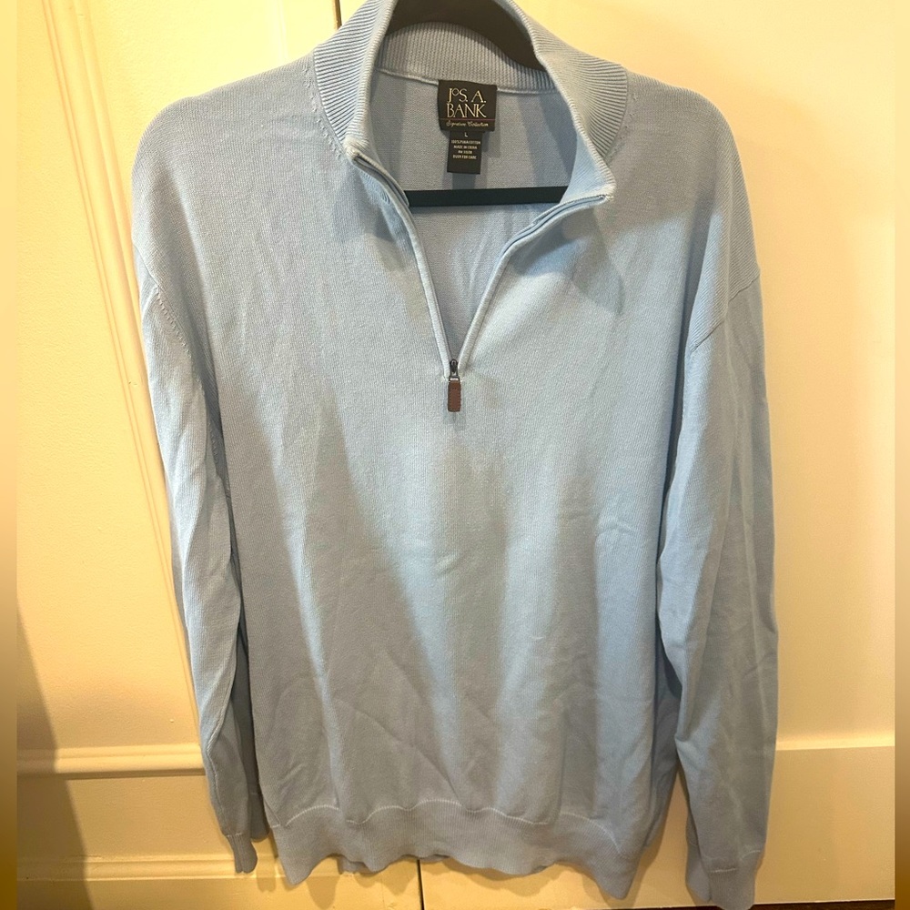 Jos A Bank Signature Collection Blue Quarter Zip Size L